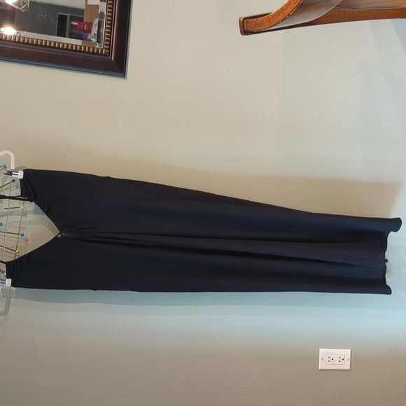 American Eagle Maxi Ribbed Halter Dress Black XL - Picture 1 of 12